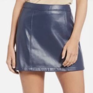 Navy Blue Leather Skirt